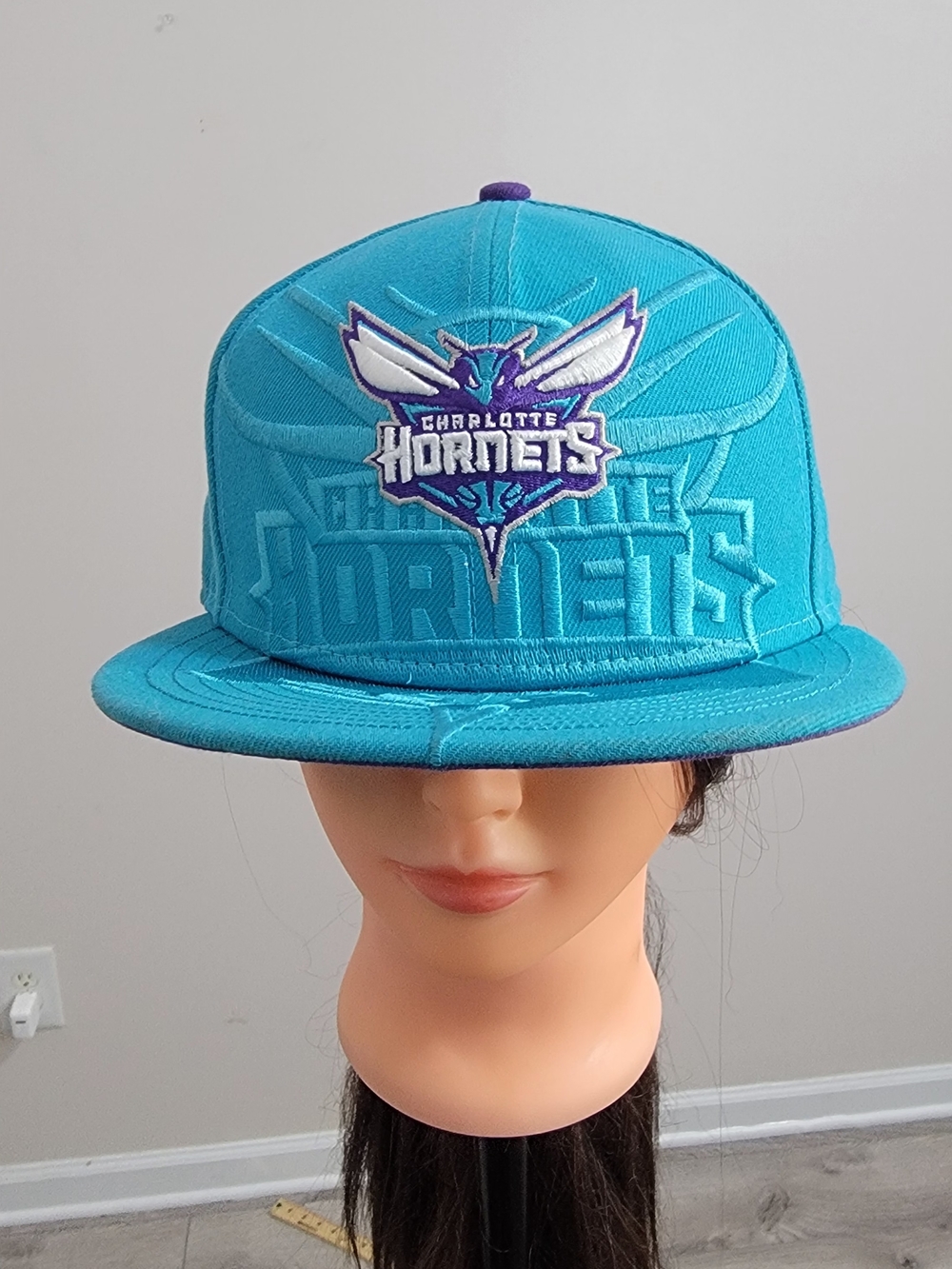 New Era Charlotte Hornets Teal Snapback Hat with Purple Accents 7/7